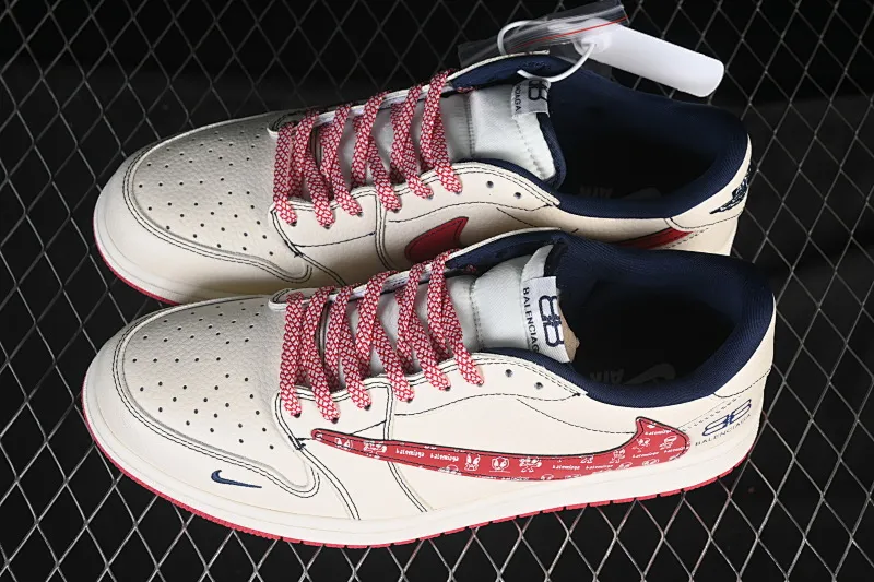 All categories Air Jordan Jordan series basketball shoes Air Jordan 1 Low High-end customized low-top sneakers Travis Scott x Fragment Design x Air Jordan 1 Low OG SP AJ1 Joe 1 Balenciaga co-branded off-white black red hook print low-top cultural casual sneakers DS2025-001